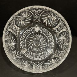 VTG Bohemia (Czech) Crystal Footed Bowl Pinwheel/Star As Is