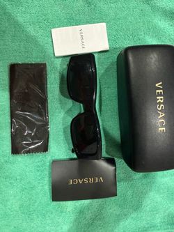 Versace Black Rectangle Sunglasses with Case