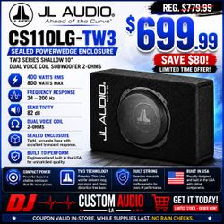 JL Audio TW3 Shallow Bass Speaker 10TW3 10" Subwoofer 2-Ohm Sealed Box 800 Watts CS110LG-TW3 🚨 Payment Options Available 🚨 No Credit Needed 🚨