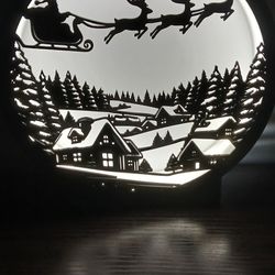 Christmas LED Lamp – Santa Sleigh & Winter Village Light Decoration