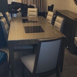 7 Peice Dining Set & Console Cabinet