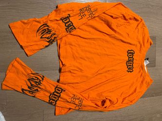 Orange Long Sleeve Graphic T-Shirt