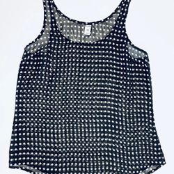 Old Navy Sheer Black With White Polka Dots Blouse Women’s S/P, SMOKE FREE!