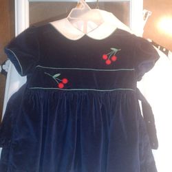 Girls Blue Velvet Dress