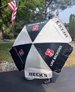 Patio Umbrella- Becks Beer Log - NEW