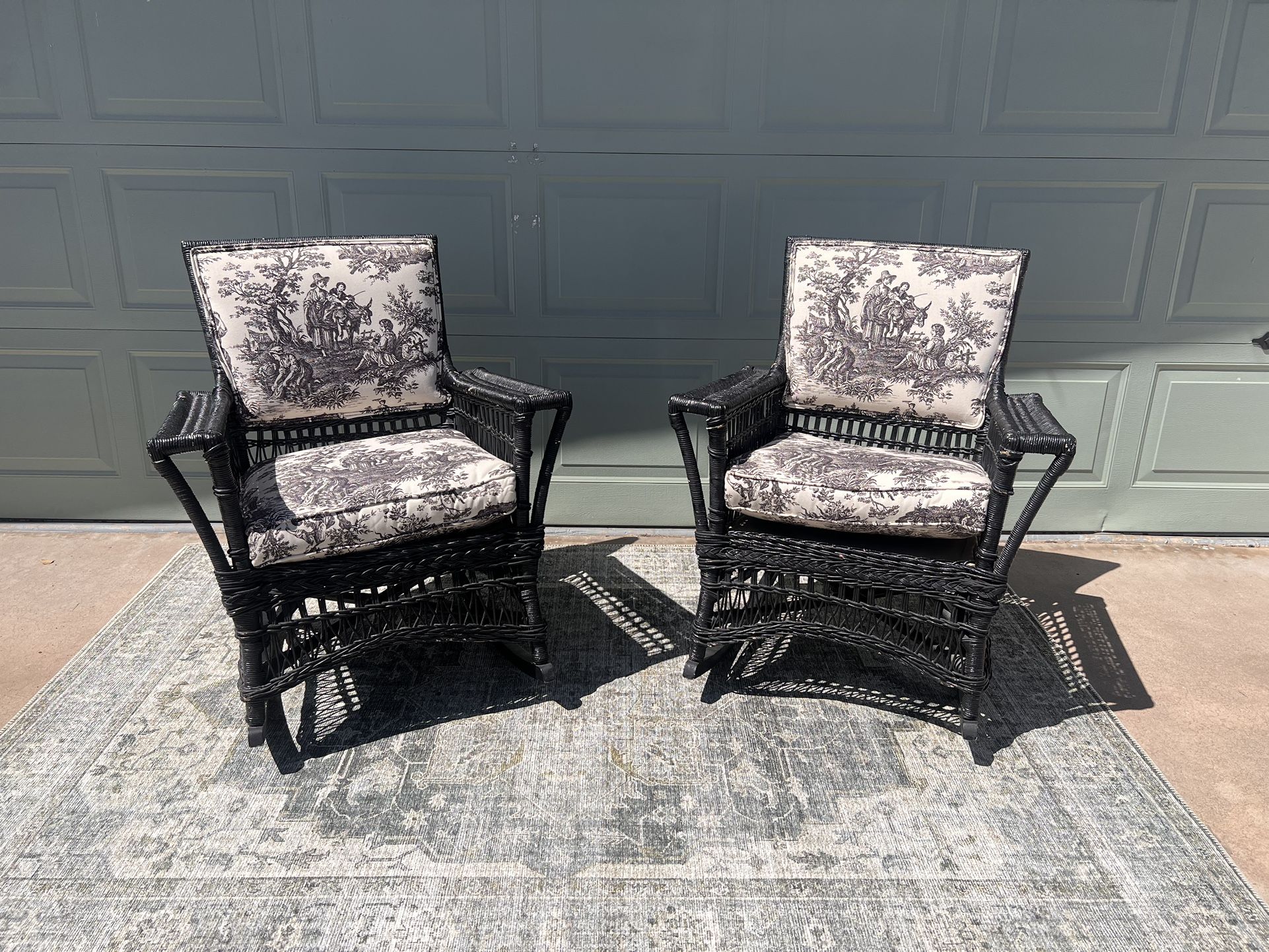 Two Antique Wicker Rocking Chairs 