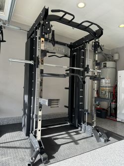 Smith Machine, Pulley System, Power Rack, Rubber Weights, Dumbbells 