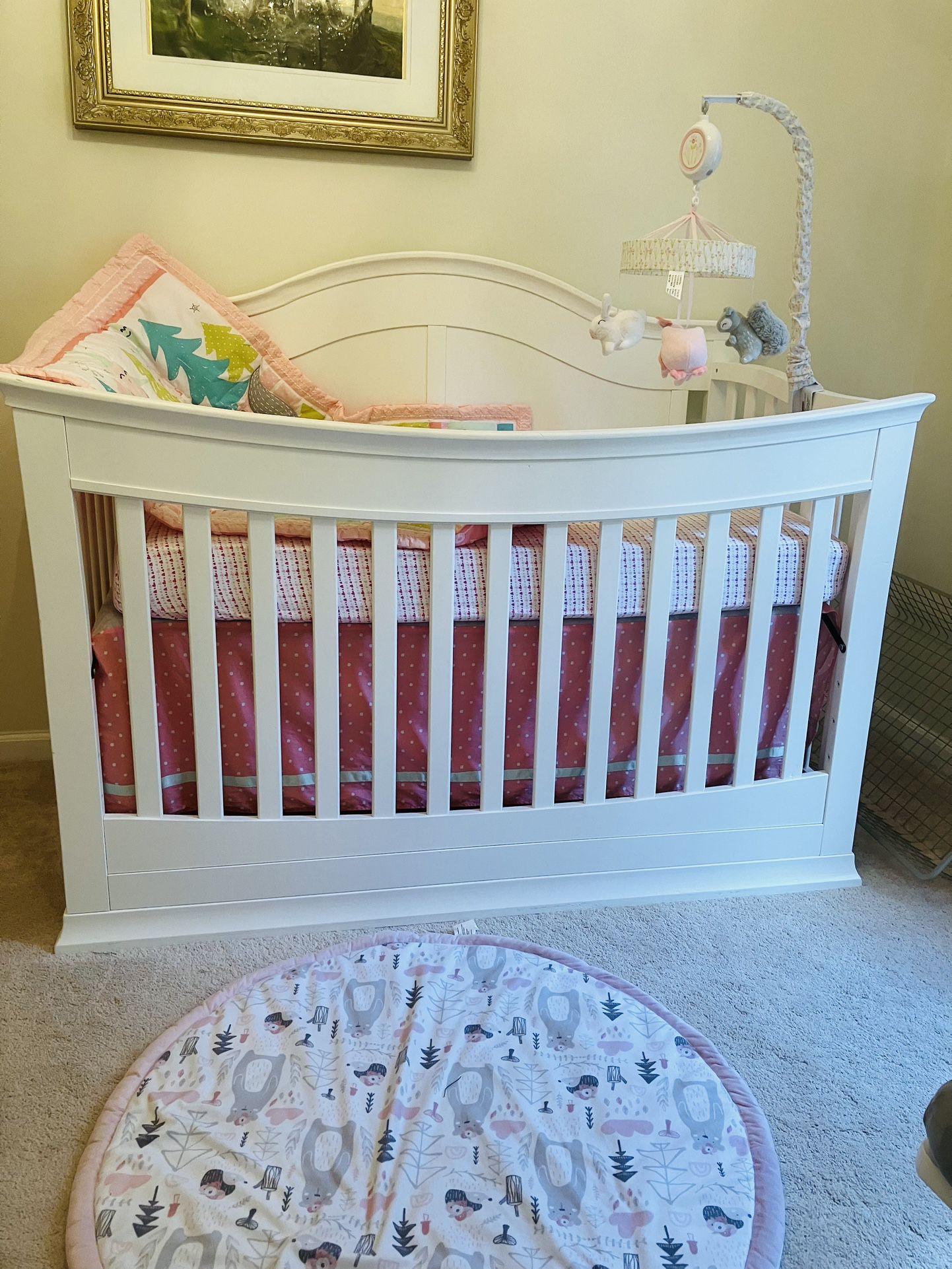 Crib With Musical Mobile Mattress And Sheets 