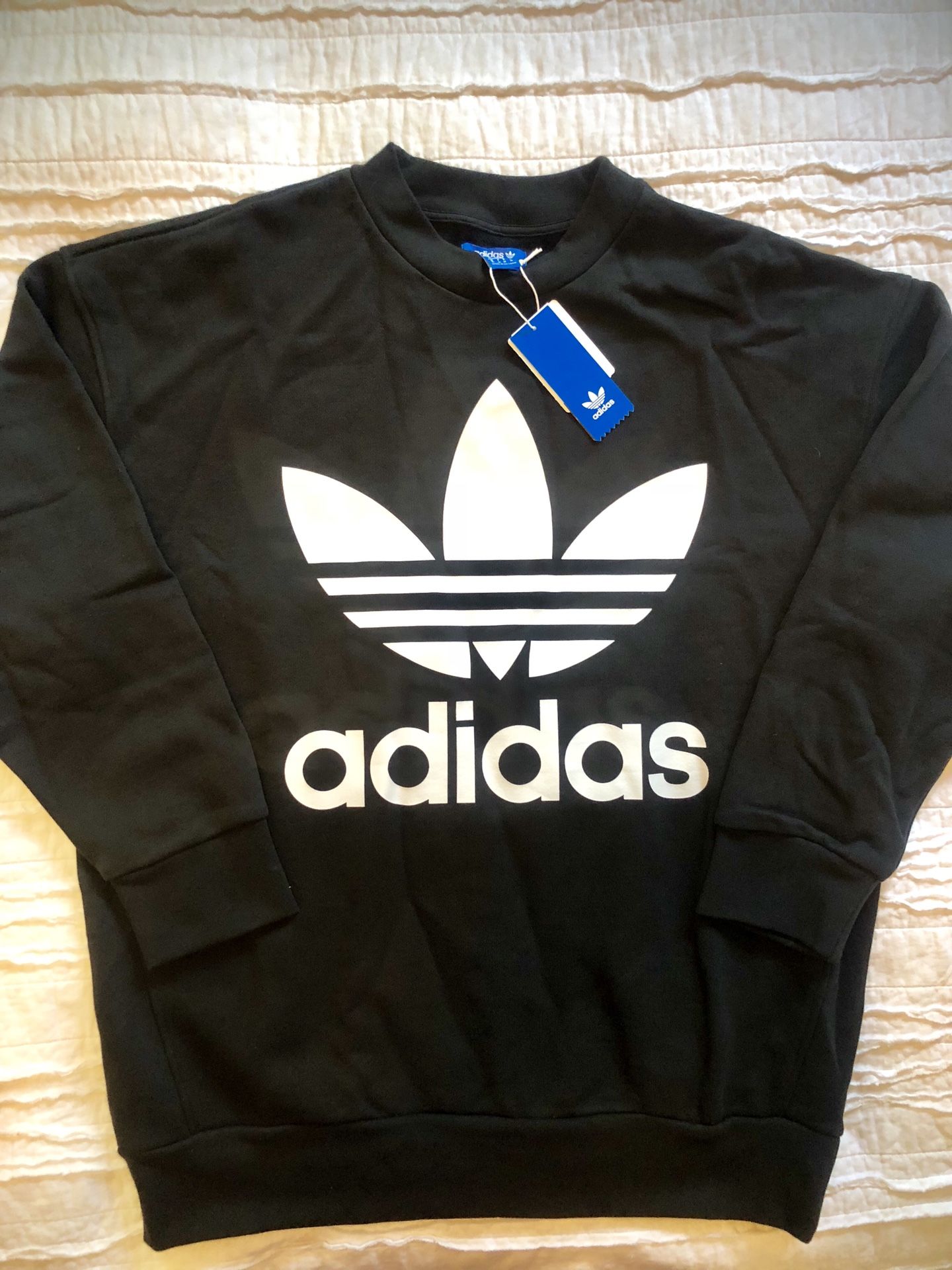 Adidas oversized logo premium hoodies and crew necks!