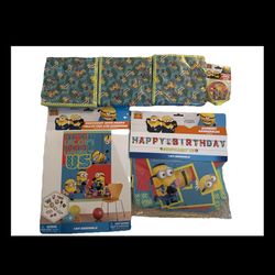 Minions Birthday Party Supplies (candle, Banners, Backdrop With Props, 48 Napkins)