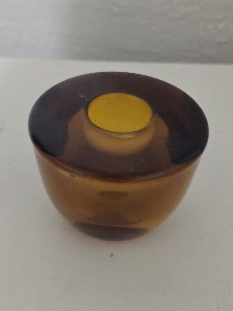 Amber Glass Candle Holder Home Decor