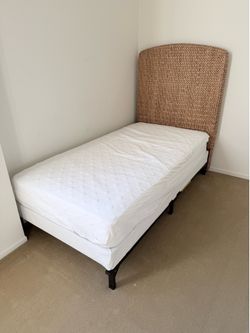 Pottery Barn Twin Bed with Woven Headboard
