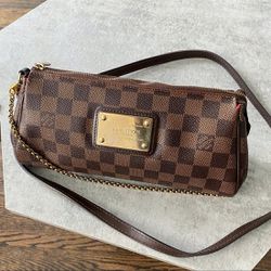 Authentic Louis Vuitton Damier Eva Clutch Crossbody Bag 