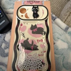 Cat Phone Case Liquid Glitter 