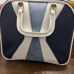 Vintage Bowling Ball, Shoes, and Leather Bag