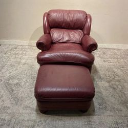 Reduced Hancock & Moore Leather Austin Tilt Back Chair And ottoman
