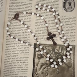 Catholic Rosary - Clam White Stone