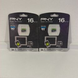 Two Brand New PNY 16GB Micro SD Card