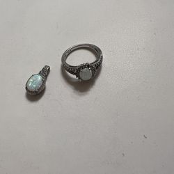 White Opal (Lab Created) Ring & Pendant