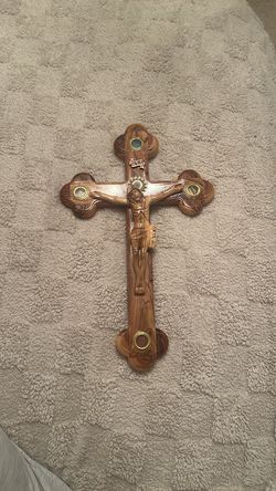 Hand-Carved Olive Wood Crucifix from The Holy Land