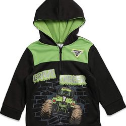 Monster Jam Pullover Fleece Half Zip Hoodie Black/Green