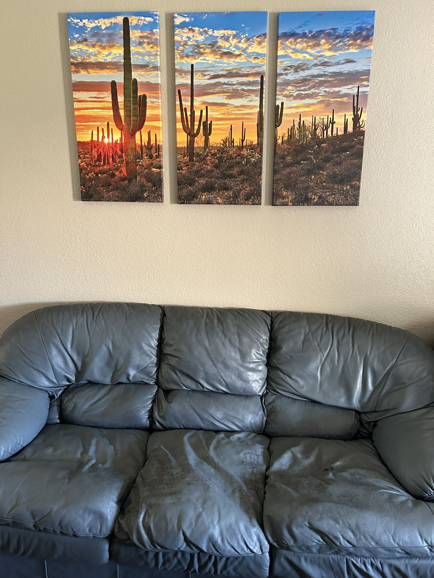Leather Sofa And Chair W/ottoman