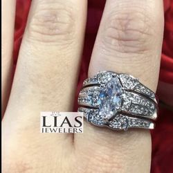 New 18k White Gold Wedding Ring Set 