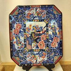 Original Kutani Ware Japanese Porcelain Octagonal Serving Platter 