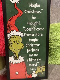 Brand New 12” X 24” The Grinch Frame With The Image Of The Grinch And A Quote. This Is Brand New And Has The Cardboard Corner Protectors. This is from
