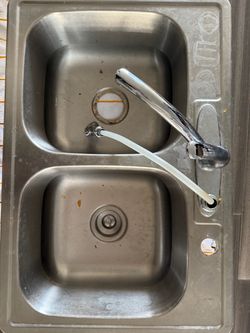Stainless Steel Double Basin Kitchen Sink w/Faucet