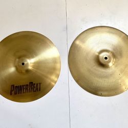 Powerbeat 14” Hihat Drum Cymbals No Keyholing Or Cracks Good Condition $45 Cash In Ontario 91762