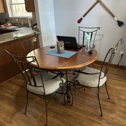 Dining table -6 Chairs With Extension Wood Wrought Iron