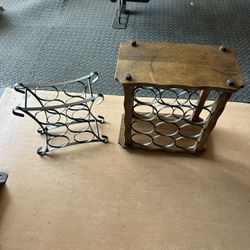 Vintage Wood & Metal Wine Racks