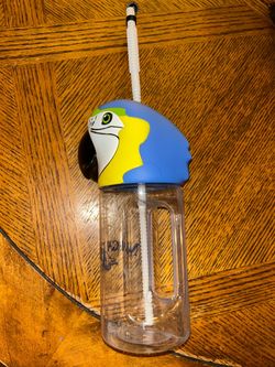 Parrot Head Novelty Drink Cup with Straw
