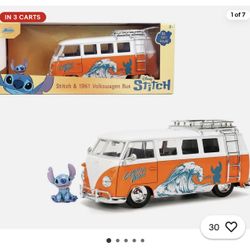 Jada Toys STITCH & 1961 VOLKSWAGEN BUS, Lilo, Disney, 1/24 Diecast