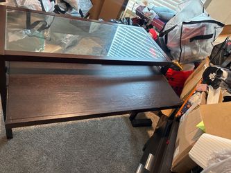 Dark Brown TV Stand with Glass Top