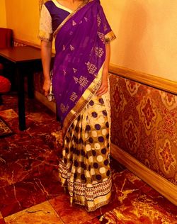 Purple & Gold Lehenga Set (Skirt, Blouse & Dupatta) — Size 4-6 (Sm/Medium) Like New
