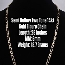 14kt Gold Two Tone Figuro Chain Cadena Figuro De Oro 14kt