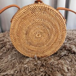 Round Rattan Bag/ Crossbody 