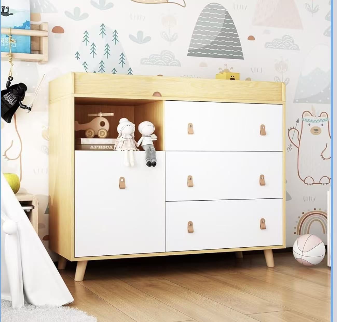 Dresser Changing Table with Drawers,Shelf,Hidden Laundry Basket Storage $110 