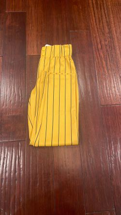 Used Youth Large Yellow With Navy Blue Stripes Baseball Pants
