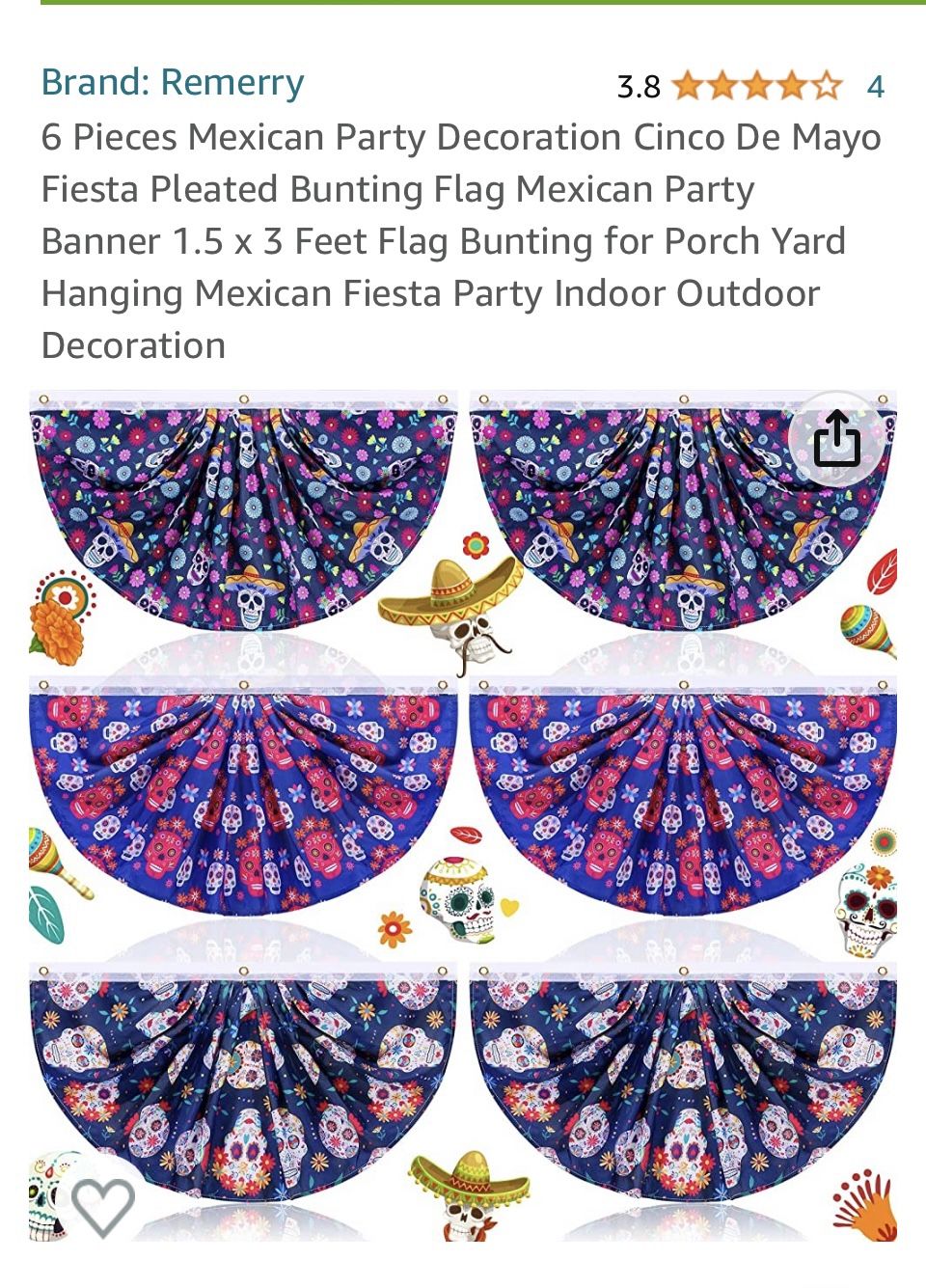 6 Pieces Mexican Decoration For Parties.