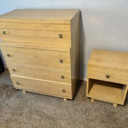 Cross-Handle Vintage Dresser and Nightstand