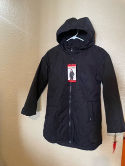 Mondetta Black Quilted Hooded Jacket Size M 10/12