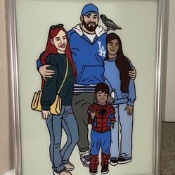 Glass Paintings Family, Friends, Pets, Anime & Cartoon Portraits Available LOCATED IN COVINA