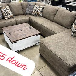 $50 Down Finance Reclining Sectional Sofa Loveseat Bedroom Set Queen,King Bed Dresser Nightstand Chest Dining Table Free Delivery Free Matress 