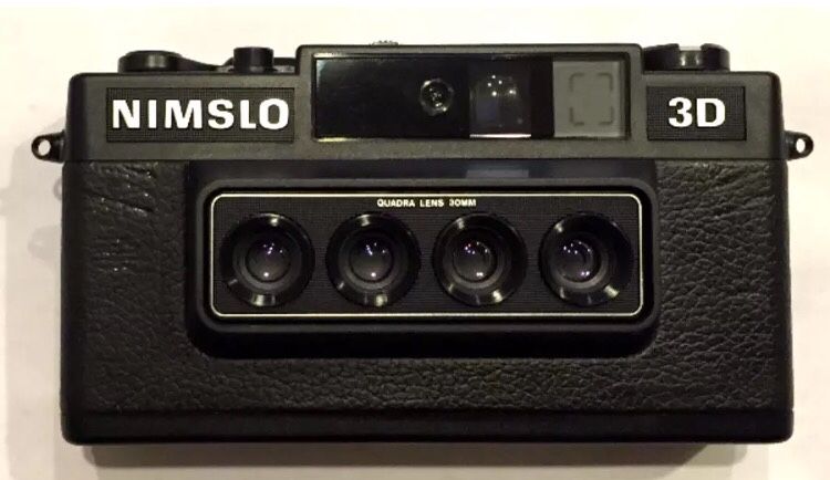 Nimslo 3D quadralens 35mm wigglegram film camera complete with box & batteries