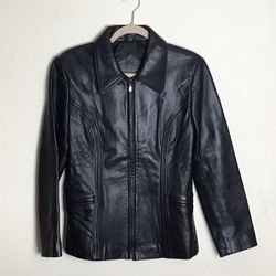 relativity Black Leather Jacket Size Small Pre-owned