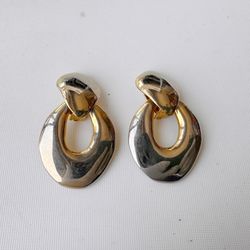 vintage gold-tone and silver-tone clip earrings 2 inches