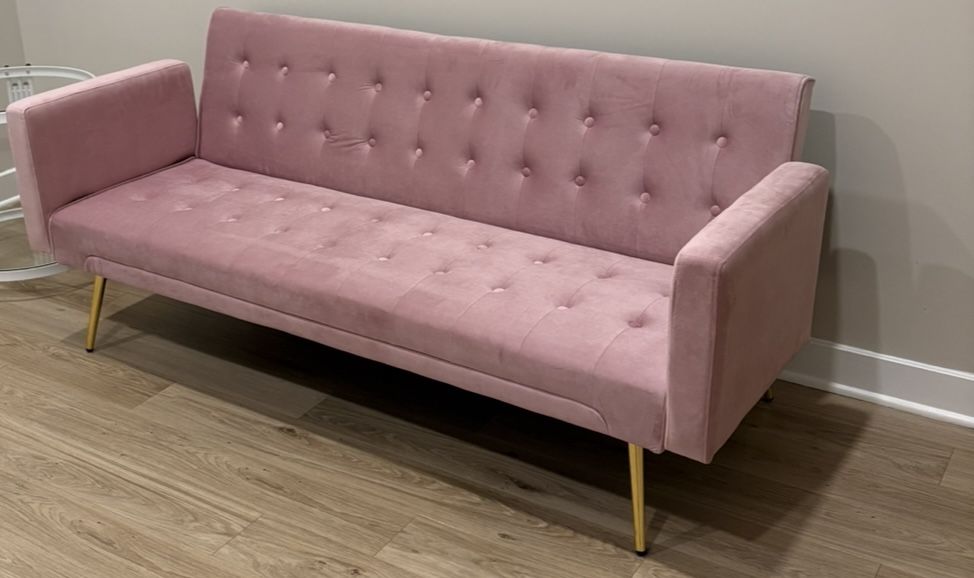 MYINDA Velvet 70.07" Modern Upholstered 2 Seater Sofa, Pink